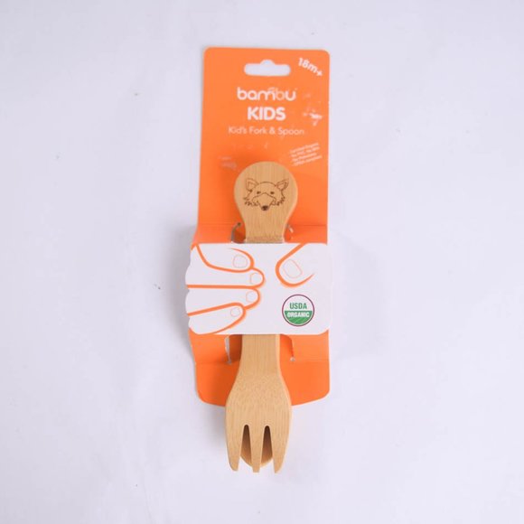 Bambu Kids Wood Bamboo Utensils Fork Spoon Toddler